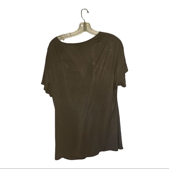 RW&CO Drape Front Ruched Top Chic Boho Minimalist V-Neck Size XL Gray - Picture 4 of 8